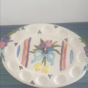 Floral Egg Plate with Chicks
